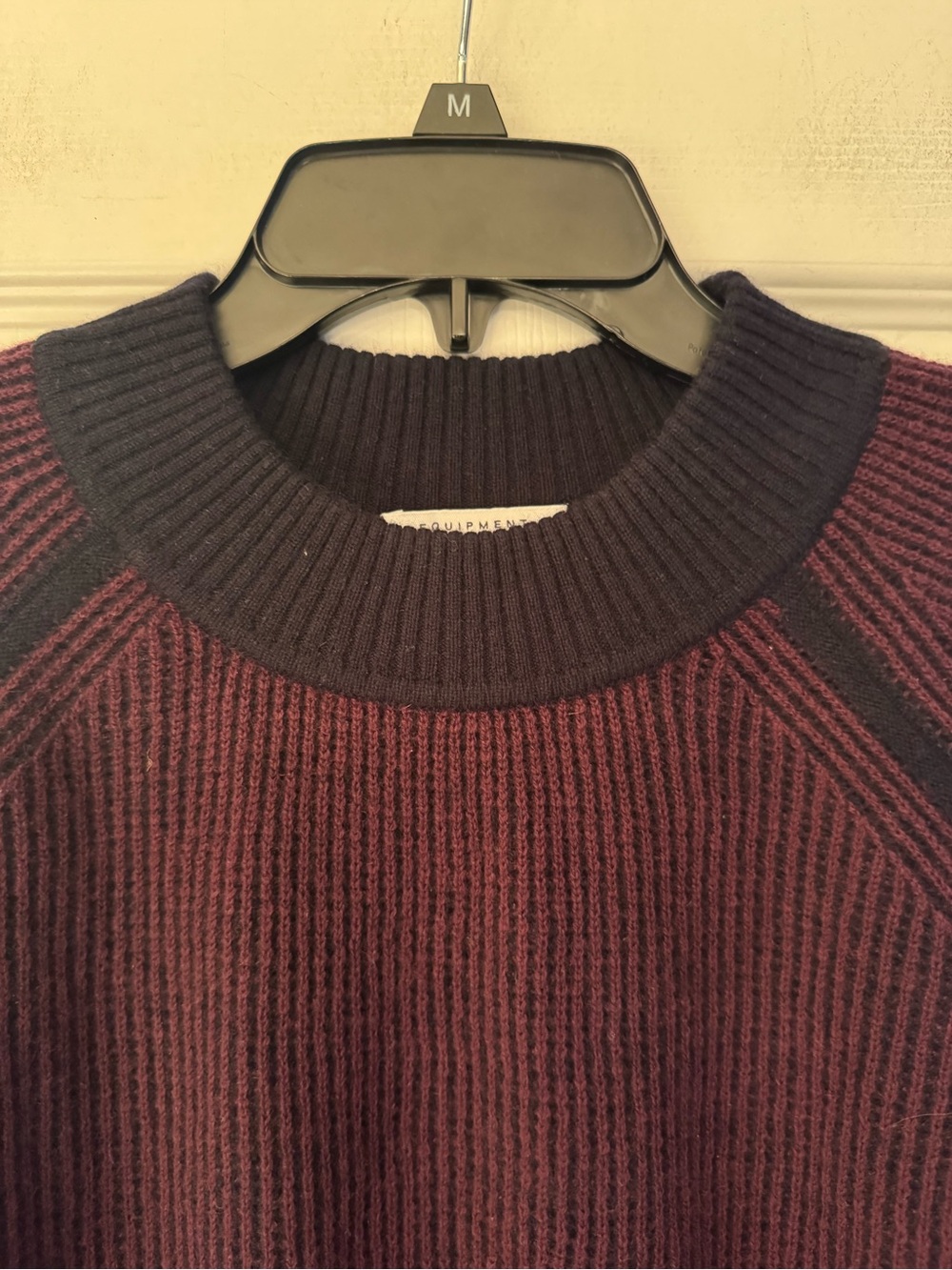 Equipment Ribbed Two-Tone Crewneck Sweater Women’s Purple & Blue Size Small - Picture 5 of 9